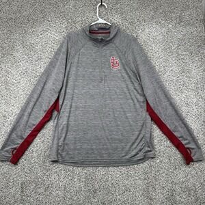 St Louis Cardinals Sweatshirt Mens XXL 2XL Gray Quarter Zip Pullover Lightweight